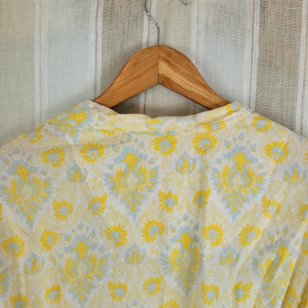 Talbots 100% Cotton Robe Pajamas Dress Set Pastel Yellow Size Large Matching - Picture 13 of 14
